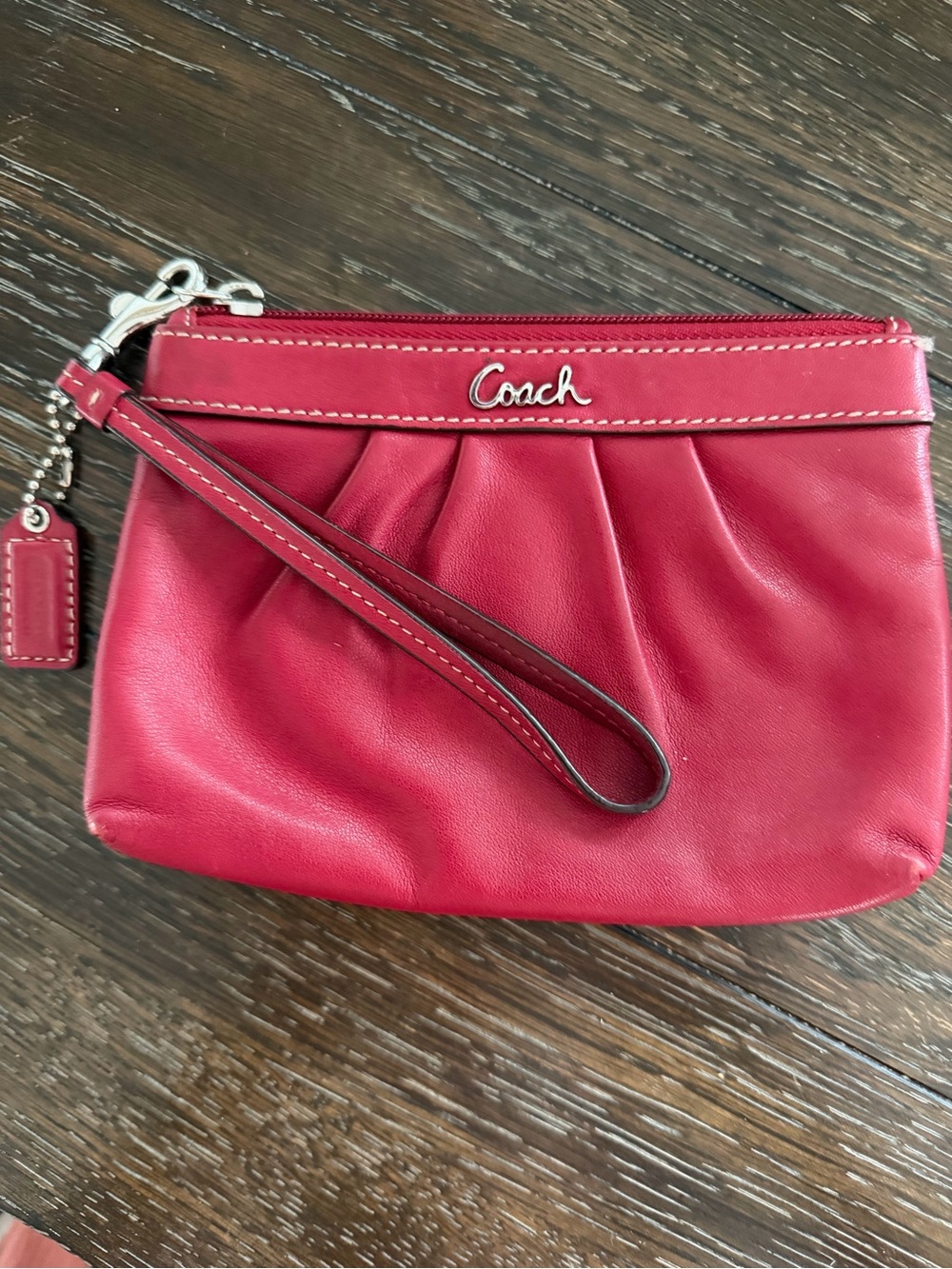 Vintage Coach Red Leather Wristlet with Hang tag